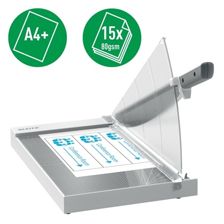Cisaille à papier Leitz Precision Office A4+ - Coupe jusqu'à 15 feuilles - Format A4 - Cutter en acier rectifié avec précision