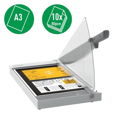 Leitz Precision Home Office A3 Paper Cisaille - Coupe jusqu'à 10 feuilles - Format A3 - Cutter en acier rectifié avec précision