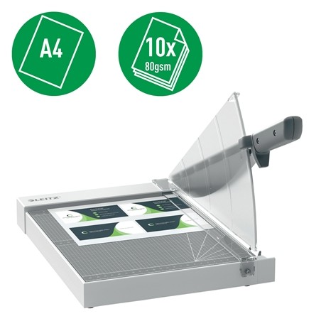 Cisaille à papier Leitz Precision Home Office A4 - Coupe jusqu'à 10 feuilles - Format A4 - Acier rectifié avec précision