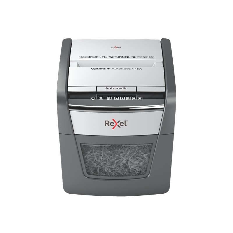 Destructeur de particules automatique Rexel Optimum AutoFeed 45X - 20L - Alimentation automatique 45 feuilles - Fente manuelle