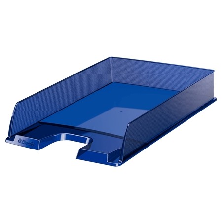 ✅ Lot de 10 corbeilles à courrier Eurosport A4 Bleu Marine Translucide couleur en stock