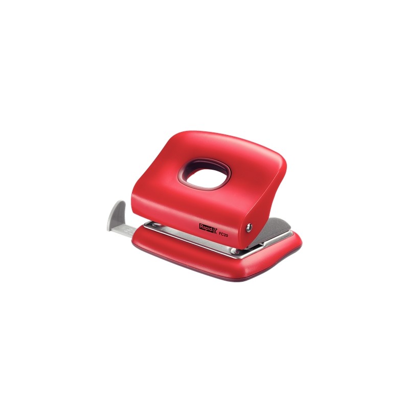 Rapid FC20 Perfo - 20 feuilles - Vidage facile - Poinçons 5,5 mm - Rouge