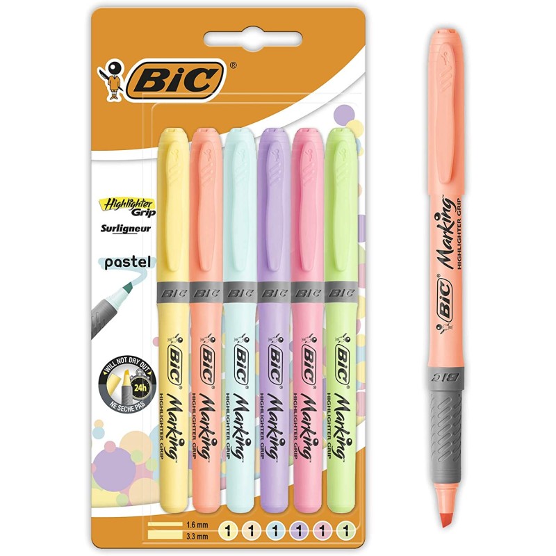 Marqueurs pastel fluo Bic lot de 6 Marqueurs pastel fluo Bic lot de 6