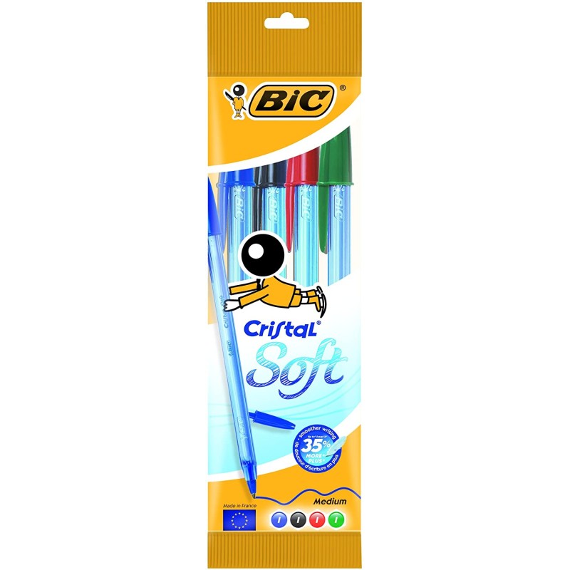Stylo bille Bic Cristal Soft lot de 4