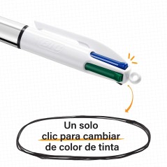 Stylo Bic blanc multicolore rétractable