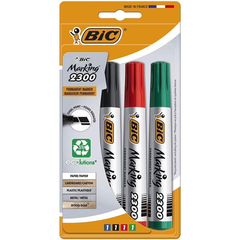 Bic 2300 Ecolutions Marqueurs Permanents Lot de 4 Couleurs Bic 2300 Ecolutions Marqueurs Permanents Lot de 4 Couleurs