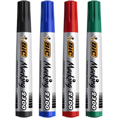 Bic 2300 Ecolutions Marqueurs Permanents Lot de 4 Couleurs