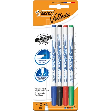 Bic Velleda 4 marqueurs tableau