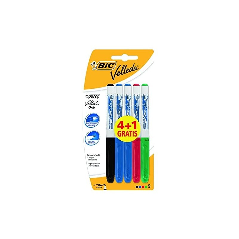 Bic Velleda Grip Marqueurs Tableau Lot de 5 Bic Velleda Grip Marqueurs Tableau Lot de 5