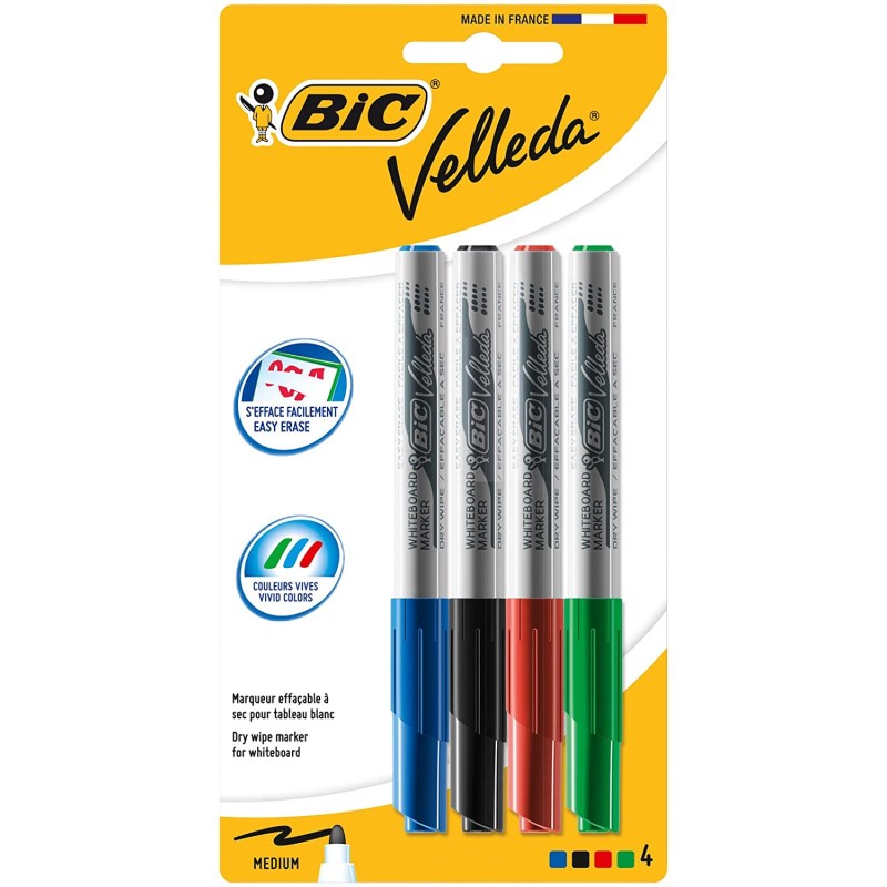 Bic Velleda 1741 marqueurs tableau blanc lot de 4