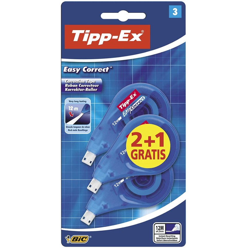 Roller de correction Tipp-Ex Easy Correct lot de 3 pièces