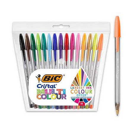 Stylos bille Bic Cristal multicolores