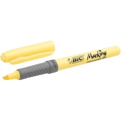 surligneur jaune Bic grip caoutchouc