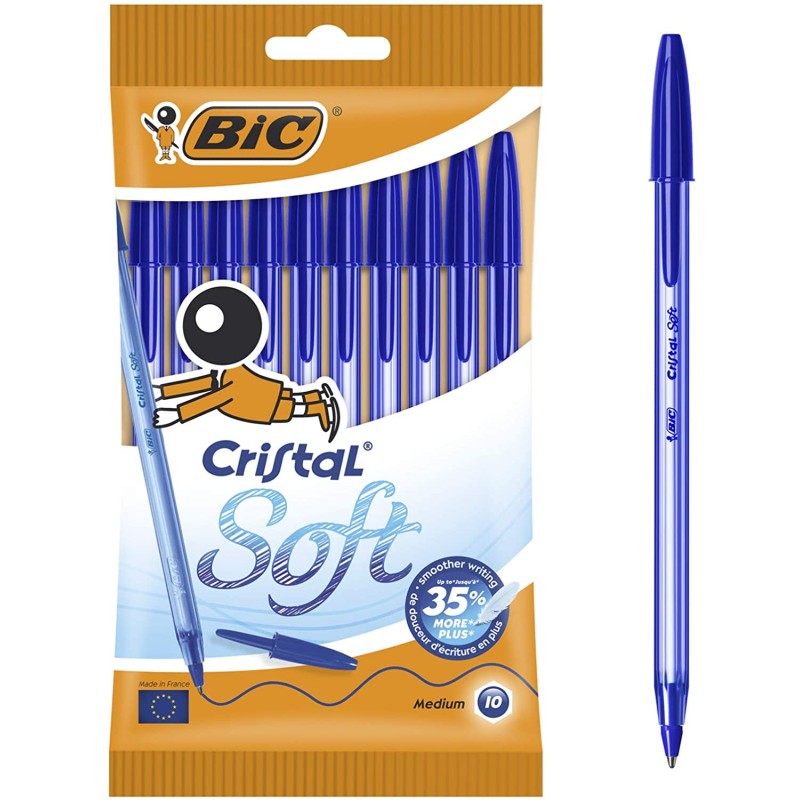 Stylo bille Bic Cristal Soft lot de 10