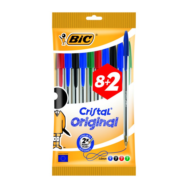Stylo bille Bic Cristal lot de 10 Stylo bille Bic Cristal lot de 10