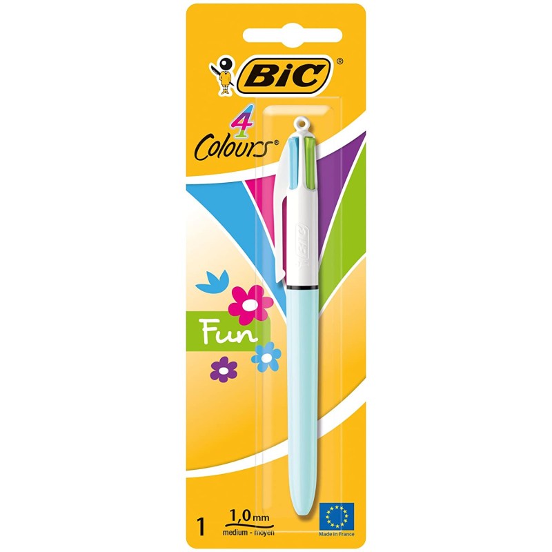 Stylo bille 4 couleurs Bic Fun écriture multicolore
