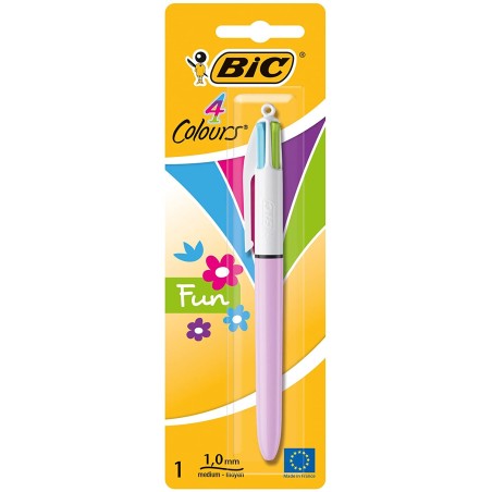 Stylo bille 4 couleurs Bic Fun écriture multicolore