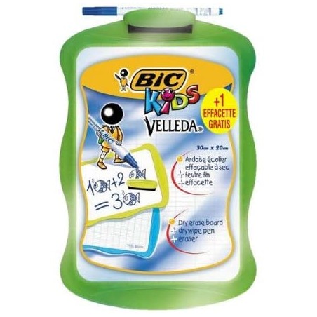 ✅ Ardoise Bic Velleda Kids +1 Marqueur+1 Gomme (couleurs aléatoires) en stock