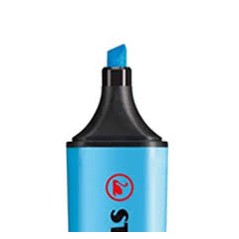 surligneur bleu Stabilo capuchon noir