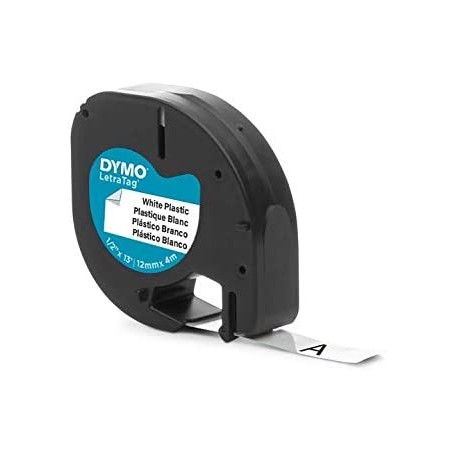 ✅ Dymo LetraTag 91201/91221 (S0721610/S0721660) - Texte noir sur fond blanc - Largeur 12 mm x 4 mètres couleur en stock