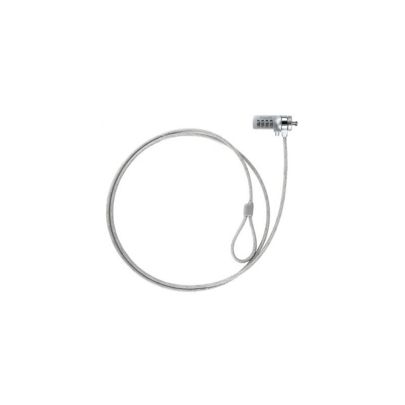 Câble de sécurité universel Tooq avec combinaison pour ordinateur portable - Serrure à 4 chiffres - Acier 4,5 mm - Longueur