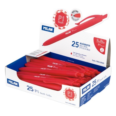 Stylo bille rouge Milan P1 Touch lot de 25