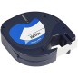 Ruban compatible Dymo LetraTag 91201 (S0721610) Texte noir sur fond blanc - Largeur 12 mm x 4 mètres