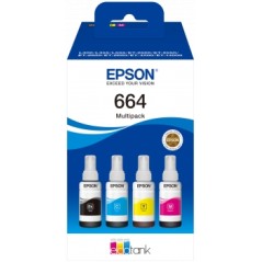 ✅ Epson 664 Lot de 4 bouteilles d'encre d'origine C13T664640 couleur pack en stock