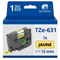 Ruban compatible Brother TZe631 - Texte noir sur fond jaune - Largeur 12 mm x 8 mètres Ruban compatible Brother TZe631 - Texte noir sur fond jaune - Largeur 12 mm x 8 mètres