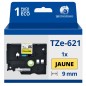 Ruban compatible Brother TZe621 - Texte noir sur fond jaune Ruban compatible Brother TZe621 - Texte noir sur fond jaune