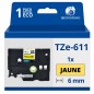 Ruban compatible Brother TZe611 - Texte noir sur fond jaune Ruban compatible Brother TZe611 - Texte noir sur fond jaune