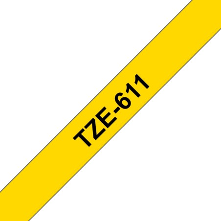 Ruban compatible Brother TZe611 - Texte noir sur fond jaune