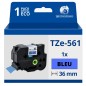 Ruban compatible Brother TZe561 - Texte noir sur fond bleu