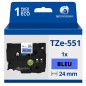 Ruban compatible Brother TZe551 - Texte noir sur fond bleu Ruban compatible Brother TZe551 - Texte noir sur fond bleu