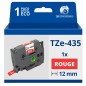 Ruban compatible Brother TZe435 - Texte blanc sur fond rouge - Largeur 12 mm x 8 mètres Ruban compatible Brother TZe435 - Texte blanc sur fond rouge - Largeur 12 mm x 8 mètres