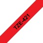 Ruban compatible Brother TZe421 - Texte noir sur fond rouge Ruban compatible Brother TZe421 - Texte noir sur fond rouge