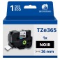 Ruban compatible Brother TZe365 - Texte blanc sur fond noir Ruban compatible Brother TZe365 - Texte blanc sur fond noir