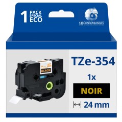 ✅ Ruban compatible Brother TZe354 - Texte doré sur fond noir couleur Or/noir en stock