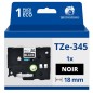 Ruban compatible Brother TZe345 - Texte blanc sur fond noir - Largeur 18 mm x 8 mètres Ruban compatible Brother TZe345 - Texte blanc sur fond noir - Largeur 18 mm x 8 mètres