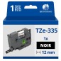 Ruban compatible Brother TZe335 - Texte blanc sur fond noir - Largeur 12 mm x 8 mètres Ruban compatible Brother TZe335 - Texte blanc sur fond noir - Largeur 12 mm x 8 mètres