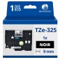 Ruban compatible Brother TZe325 - Texte blanc sur fond noir Ruban compatible Brother TZe325 - Texte blanc sur fond noir