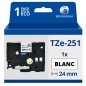 Ruban compatible Brother TZe251 - Texte noir sur fond blanc Ruban compatible Brother TZe251 - Texte noir sur fond blanc