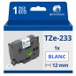 Ruban compatible Brother TZe233 - Texte bleu sur fond blanc - Largeur 12 mm x 8 mètres Ruban compatible Brother TZe233 - Texte bleu sur fond blanc - Largeur 12 mm x 8 mètres