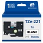 Ruban compatible Brother TZe221 - Texte noir sur fond blanc Ruban compatible Brother TZe221 - Texte noir sur fond blanc