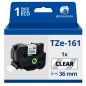 Ruban compatible Brother TZe161 - Texte noir sur fond transparent Ruban compatible Brother TZe161 - Texte noir sur fond transparent