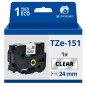 Ruban compatible Brother TZe151 - Texte noir sur fond transparent Ruban compatible Brother TZe151 - Texte noir sur fond transparent