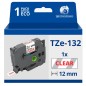 Ruban compatible Brother TZe132 - Texte rouge sur fond transparent - Largeur 12 mm x 8 mètres Ruban compatible Brother TZe132 - Texte rouge sur fond transparent - Largeur 12 mm x 8 mètres