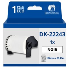 ✅ Étiquettes compatibles Brother DK22243 - Largeur 102 mm x 30,48 mètres - Texte noir sur fond blanc couleur B en stock