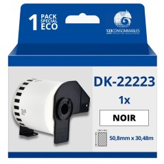 ✅ Étiquettes compatibles Brother DK22223 - Largeur 50 mm x 30,48 mètres - Texte noir sur fond blanc couleur Bl en stock