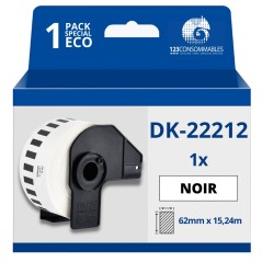 ✅ Étiquettes compatibles Brother DK22212 - Largeur 62 mm x 15,24 mètres - Texte noir sur fond blanc couleur Bl en stock